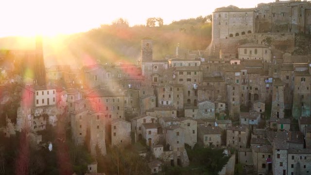 view at the old  famous tuff city Sorano