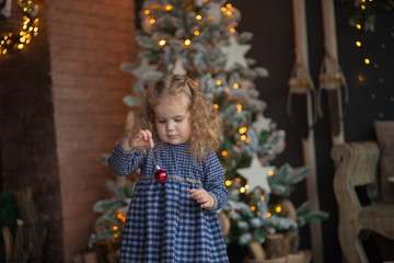 beautiful baby on christmas decorated room