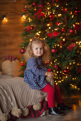 beautiful baby on christmas decorated room