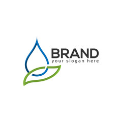 Leaf and water Logo Design Vector, Vector illustration on white background.