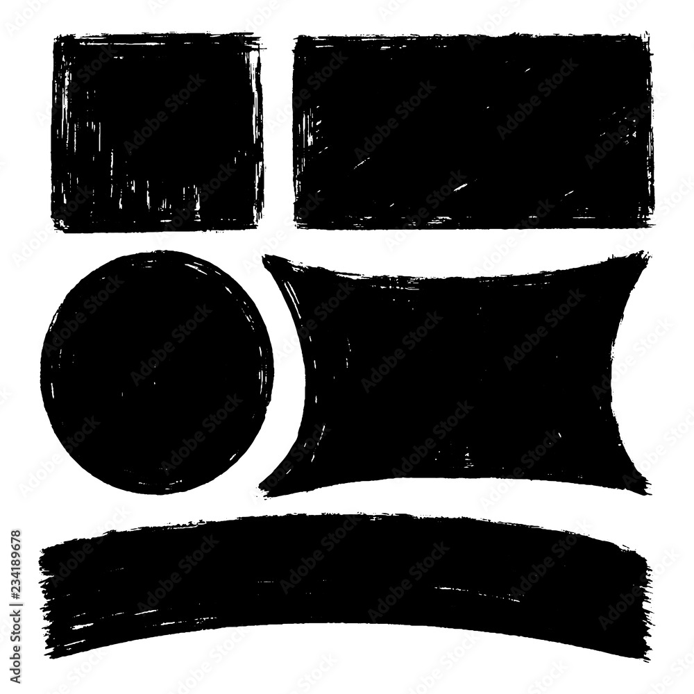 Poster vector set of hand drawnshapes, stains for backdrops. monochrome design elements set. one color mono