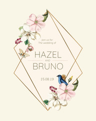 Wedding invitation card mockup vector