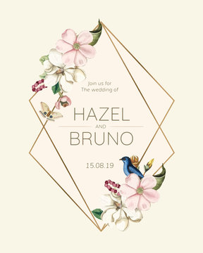 Wedding invitation card mockup vector