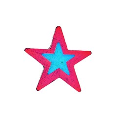 Homemade lollipop. Red and blue star shaped lollipop isolated.