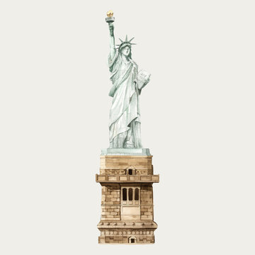 The Statue of Liberty watercolor illustration