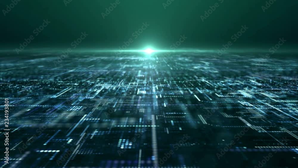 Aufkleber futuristic digital matrix particles grid virtual reality abstract cyber space environment background