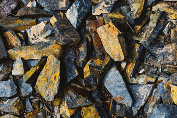 Hard sharp colorful solid rocks