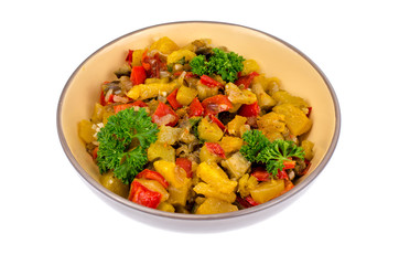 Vegetable stew with zucchini and red paprika