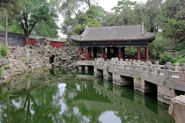 Fototapeta na wymiar Haopujian architecture landscape in the Beihai Park，Beijing, China