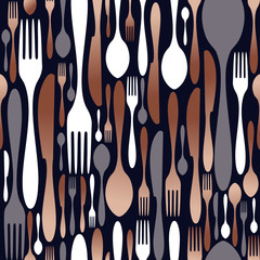 Copper cutlery seamless pattern background