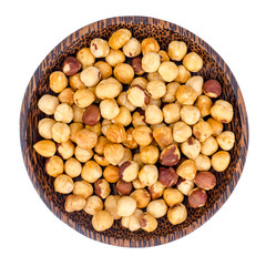 Hazelnut on light background