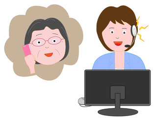 消費者からの苦情に対応しているカスタマーセンターの女性。