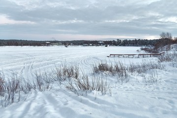 Frozen lake landscape