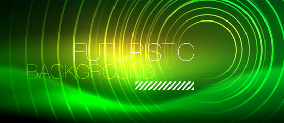 Neon glowing techno lines, hi-tech futuristic abstract background template with square shapes