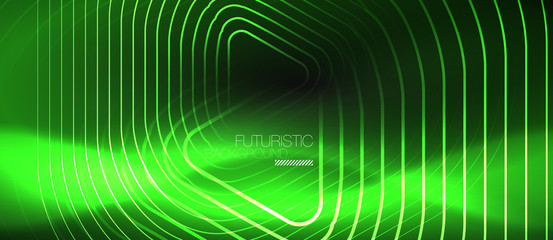 Dark black abstract background with neon colors and lines