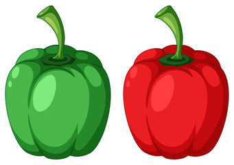 Green and red capsicum