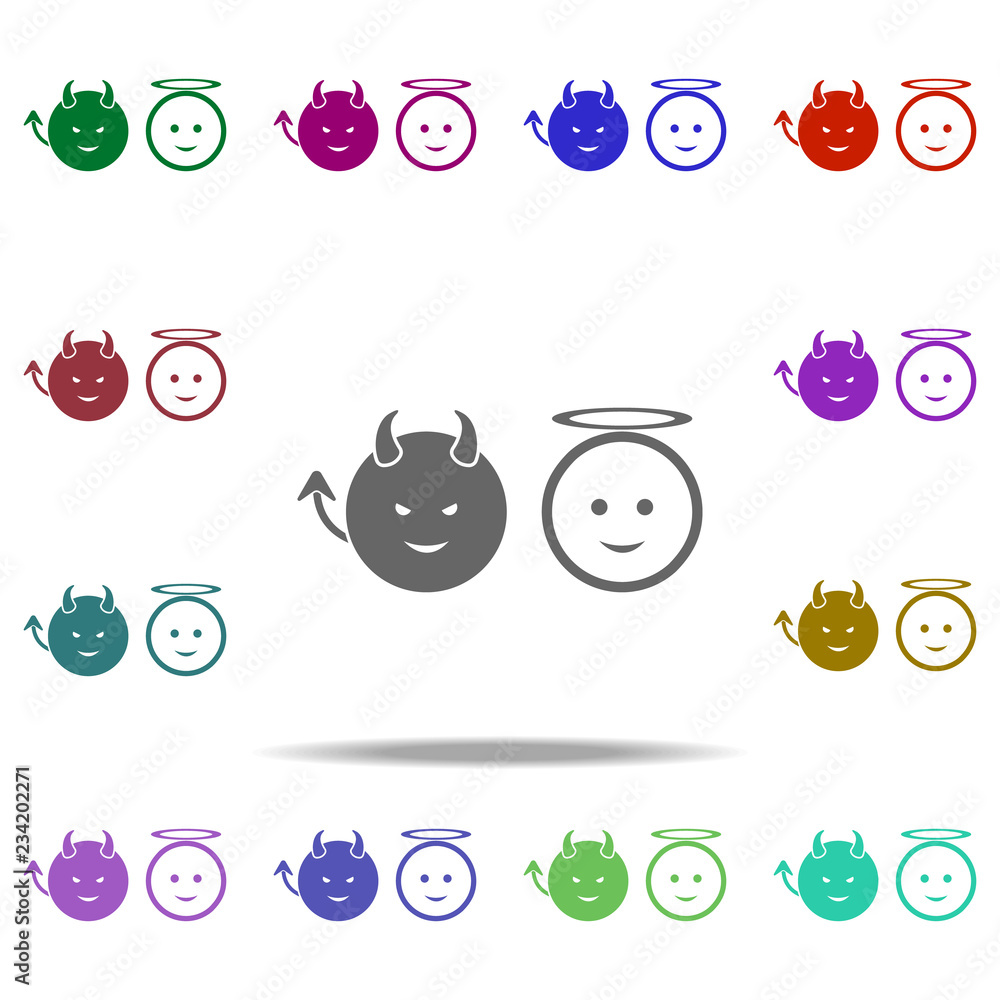 Poster angel and demon icon. elements of angel and demon in multi color style icons. simple icon for websit