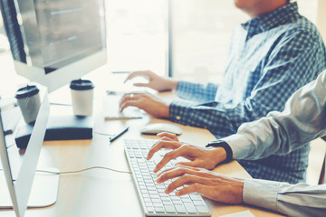 Developing programmer Team Development Website design and coding technologies working in software...