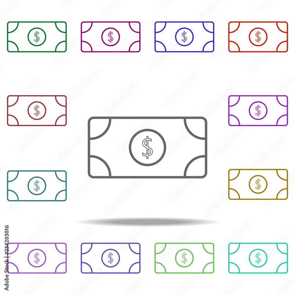 Poster banknote line icon. elements of bank in multi color style icons. simple icon for websites, web desig