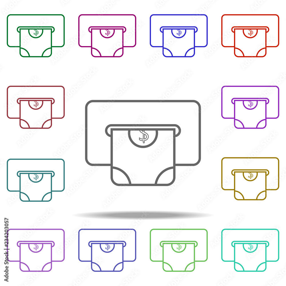 Poster cash from atm line icon. elements of bank in multi color style icons. simple icon for websites, web 
