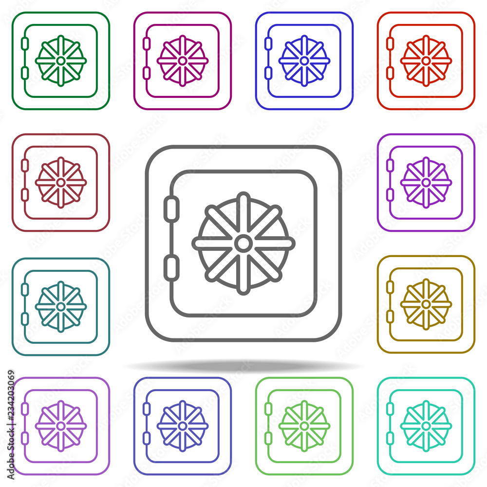 Poster safe line icon. elements of bank in multi color style icons. simple icon for websites, web design, m