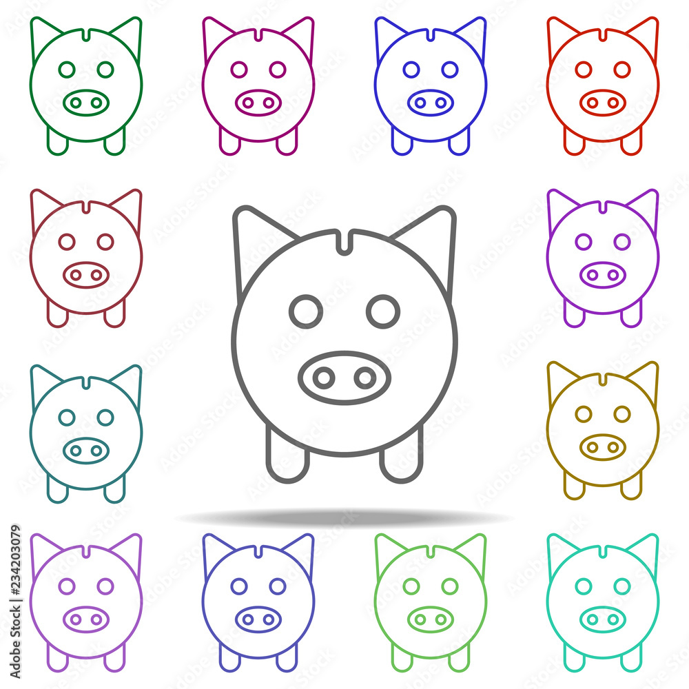 Poster piggy bank line icon. elements of bank in multi color style icons. simple icon for websites, web des