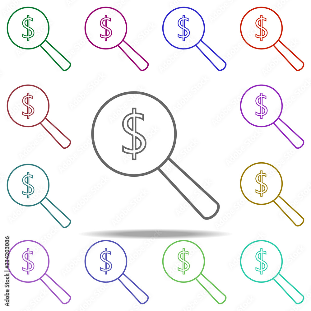 Poster looking for a dollar line icon. elements of bank in multi color style icons. simple icon for website