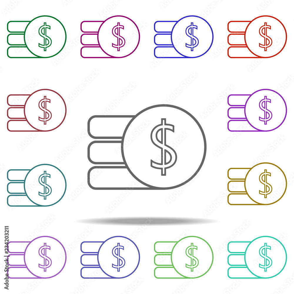 Poster cent penny line icon. elements of bank in multi color style icons. simple icon for websites, web des