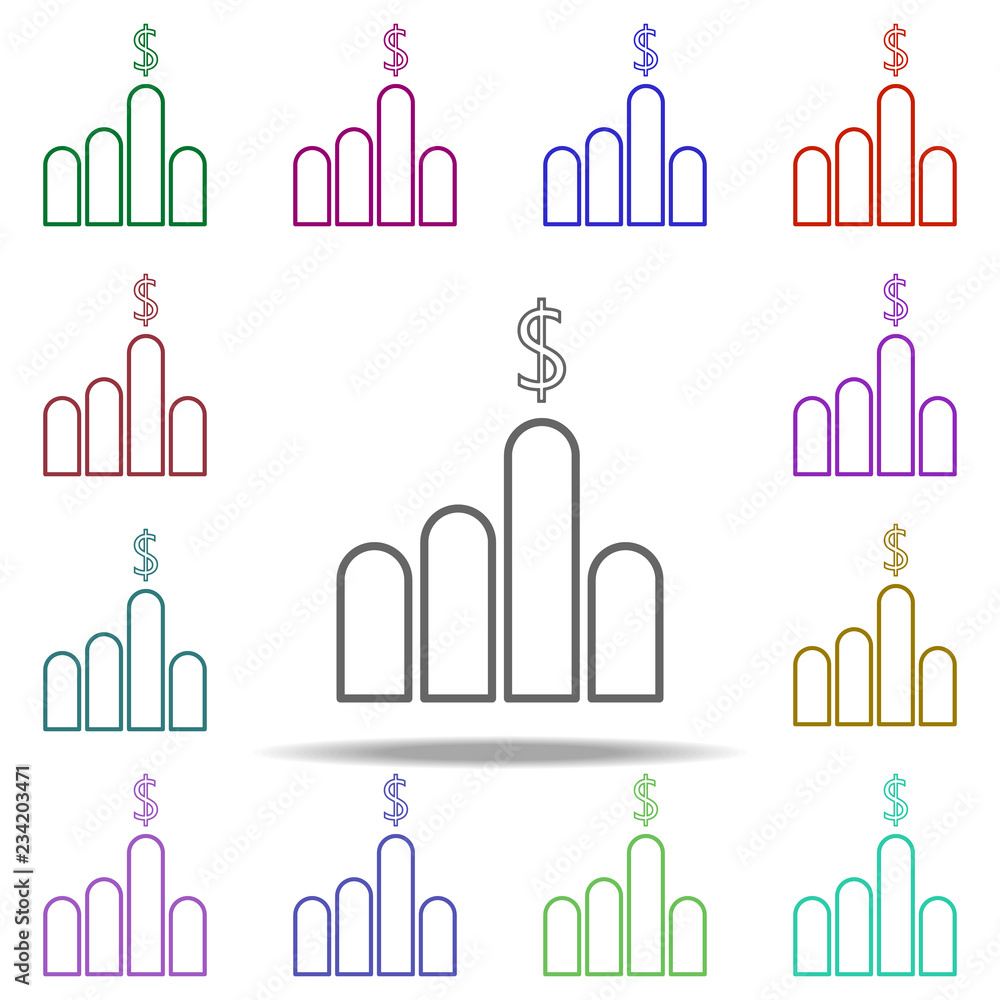 Poster growth chart for the dollar line icon. elements of bank in multi color style icons. simple icon for 