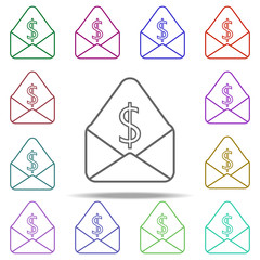 money in an envelope line icon. Elements of Bank in multi color style icons. Simple icon for websites, web design, mobile app, info graphics
