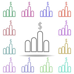 growth chart for the dollar line icon. Elements of Bank in multi color style icons. Simple icon for websites, web design, mobile app, info graphics