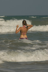 Fototapeta premium bañista en playa
