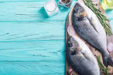 Raw dorado fish and ingridient for cooking