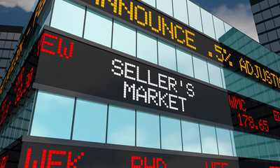 Sellers Market 3d Ticker Wall Street Stock High Prices Illustration