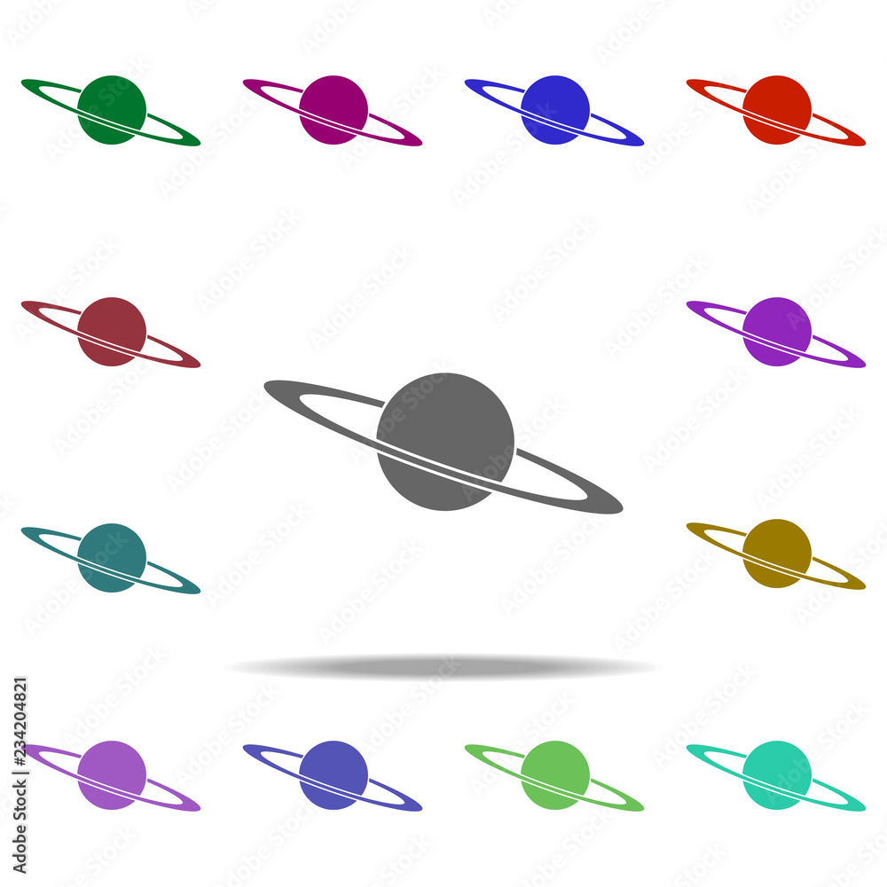 Poster saturn icon. elements of university life in multi color style icons. simple icon for websites, web d
