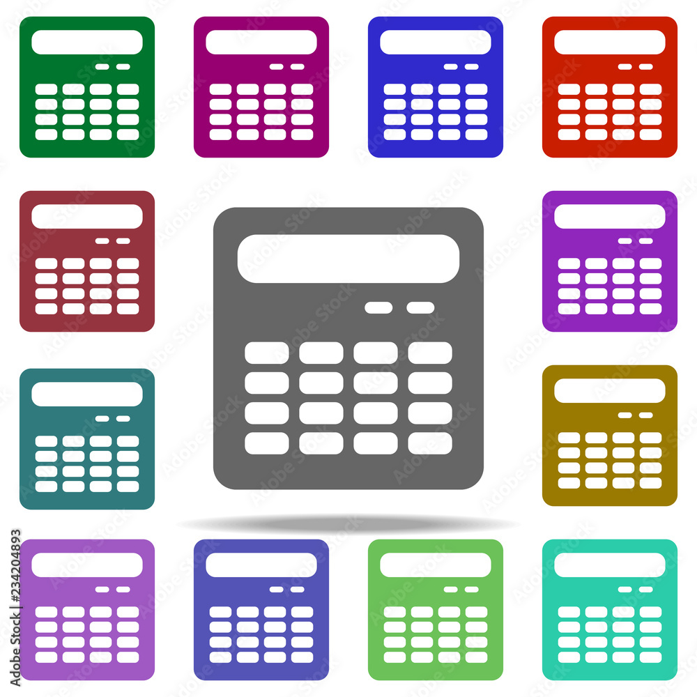 Poster calculator icon. elements of university life in multi color style icons. simple icon for websites, w