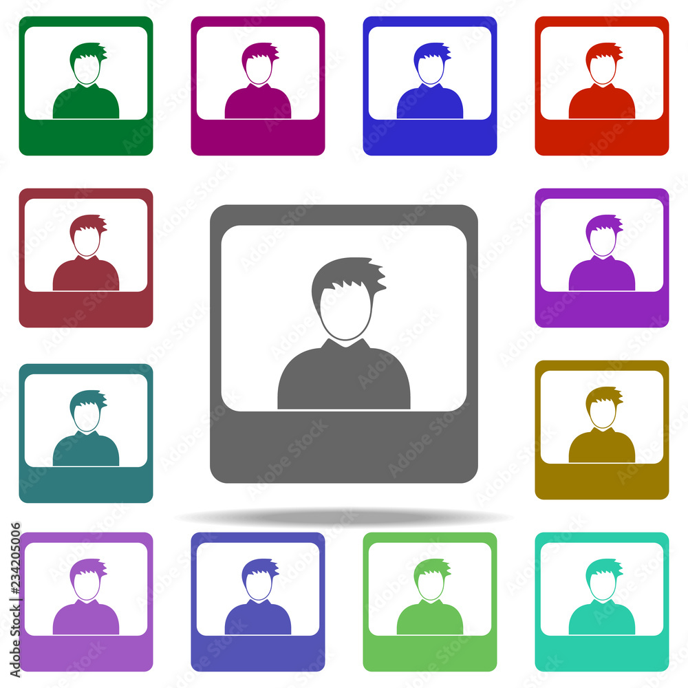 Poster the photo icon. elements of university life in multi color style icons. simple icon for websites, we