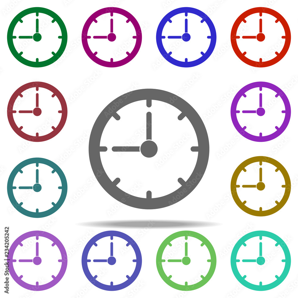 Poster clock icon. elements of university life in multi color style icons. simple icon for websites, web de