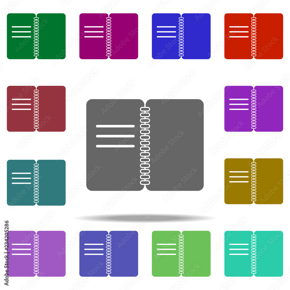 Poster notebook icon. elements of university life in multi color style icons. simple icon for websites, web