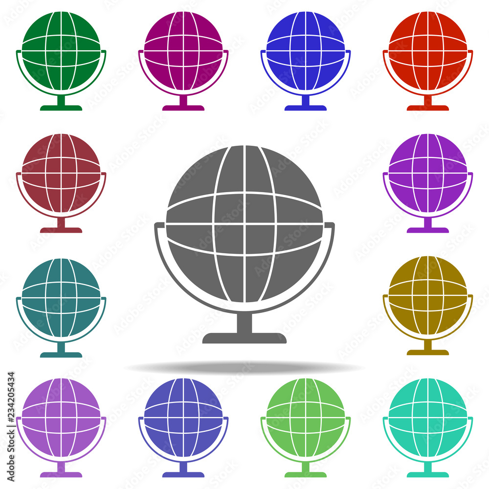 Poster school globe icon. elements of university life in multi color style icons. simple icon for websites,