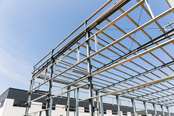 steel structure industrial factory building closeup