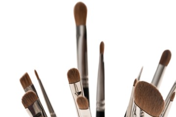 Make up brushes isolated close up view