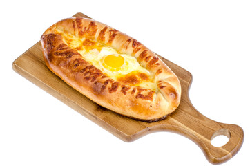 Ajarian khachapuri with cheese and egg