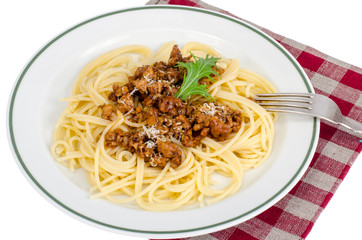 Bolognese pasta, plate