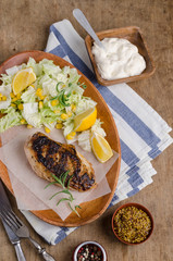 Fried chicken breast with spices
