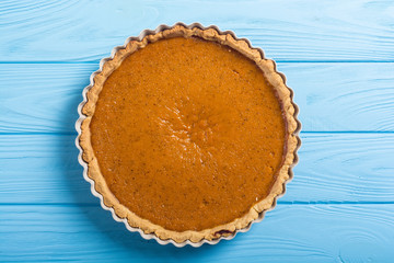 Homemade american traditional pumpkin pie