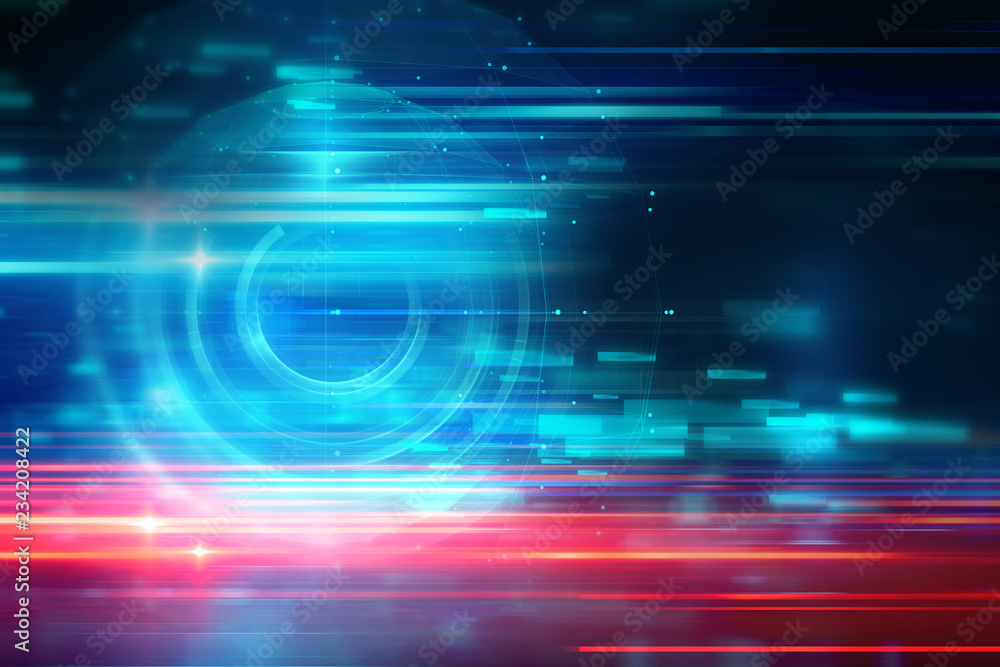 Poster blue geometric circular shape abstract technology background