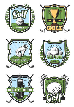 Golf sport heraldic vector icons