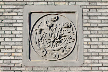 carving decoration on the wall, in the Eastern Tombs of the Qing Dynasty,  ZunHua, hebei province, China.