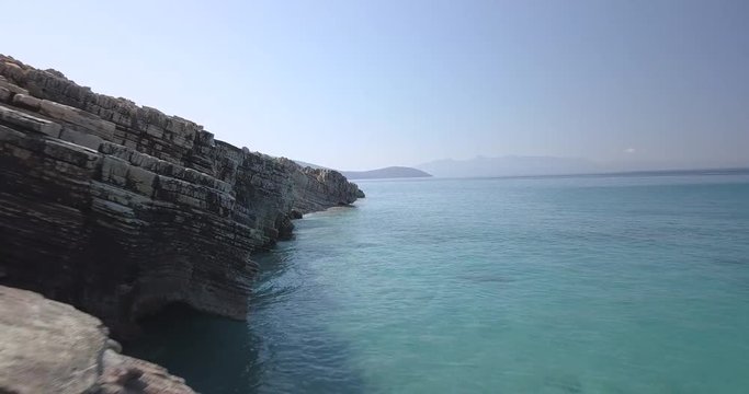 Video floating over water in the Mediterranean in lukova, Saranda, Albania 